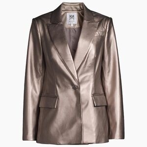 Milly Alexa faux leather blazer in a metallic silver/pewter sz 2 XS NEW